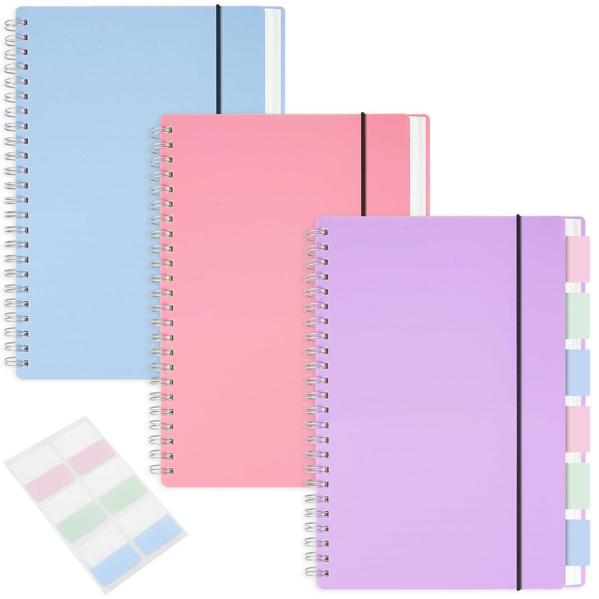 3 Pack Spiral Notebook Wide Ruled A5 Size 5.8"x8.3"