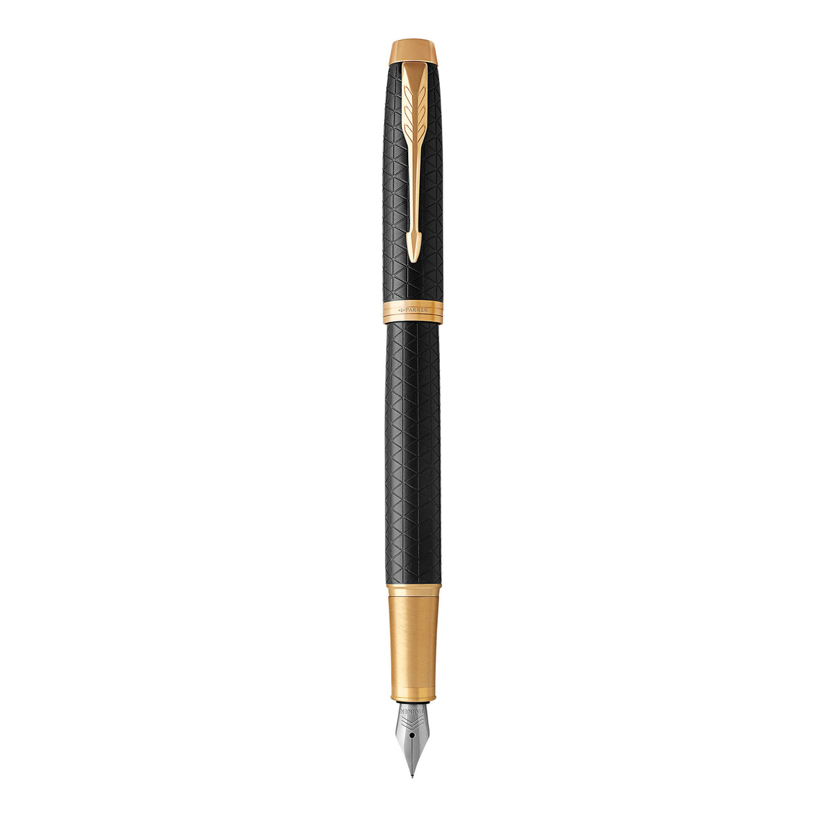 Parker IM Fountain Pen, Black Lacquer Gold Trim, Medium Nib with Blue Ink Refill, Gift Box (1931652)