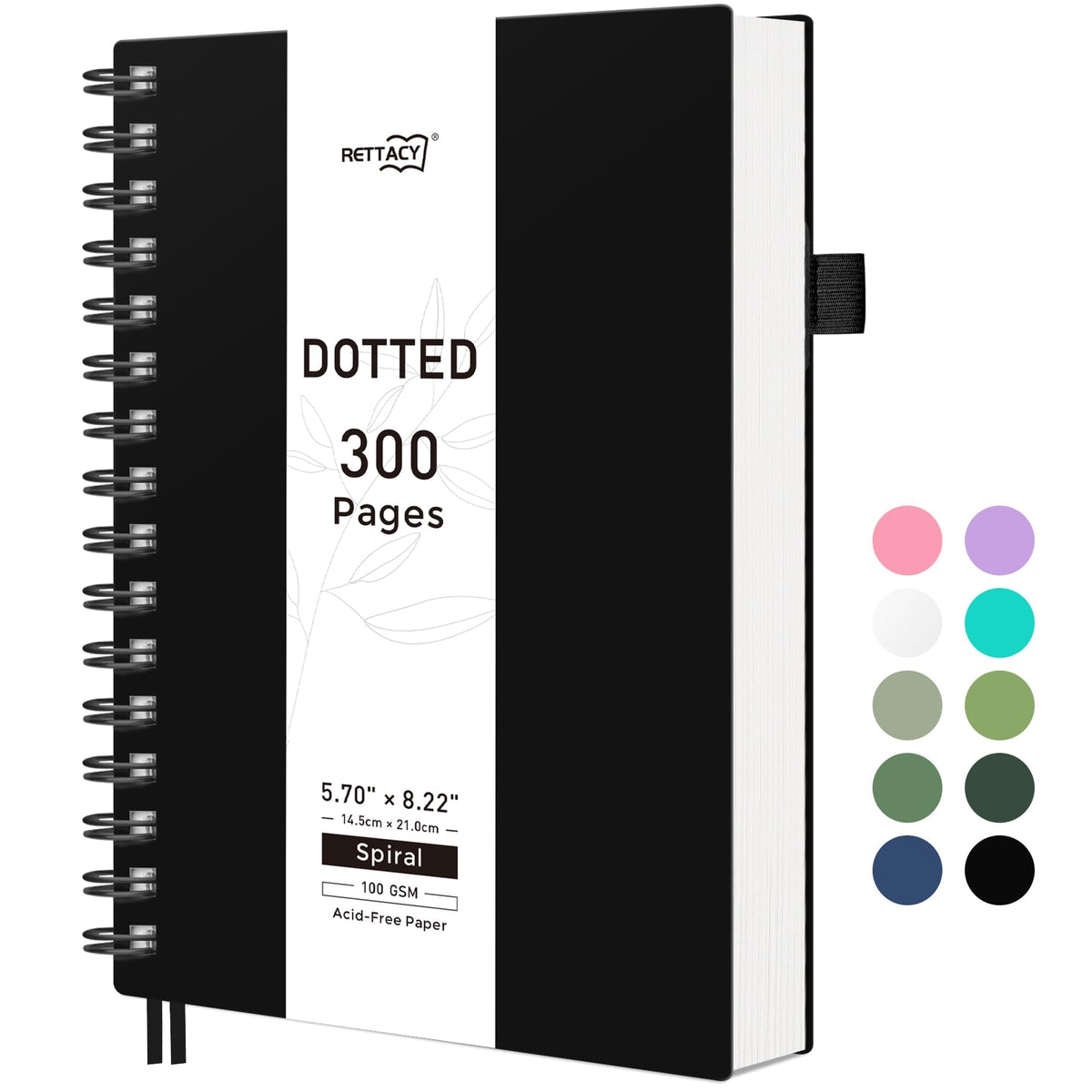 RETTACY Spiral College Ruled Notebook, 300 Pages, A5 Size (5.7" x 8.2")