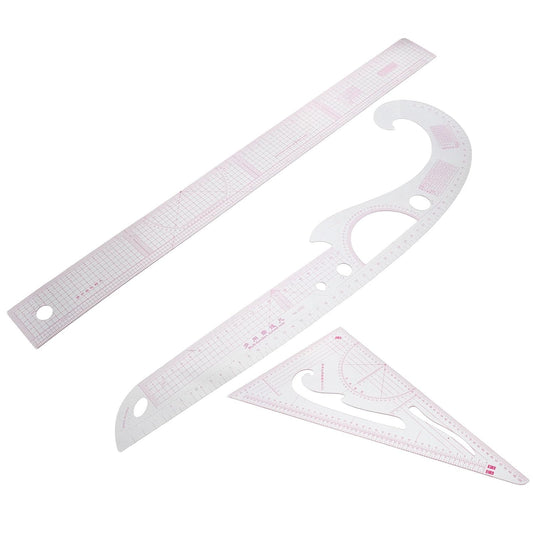 3pcs Garment Pattern Making Ruler Set, Plastic Sewing Tools