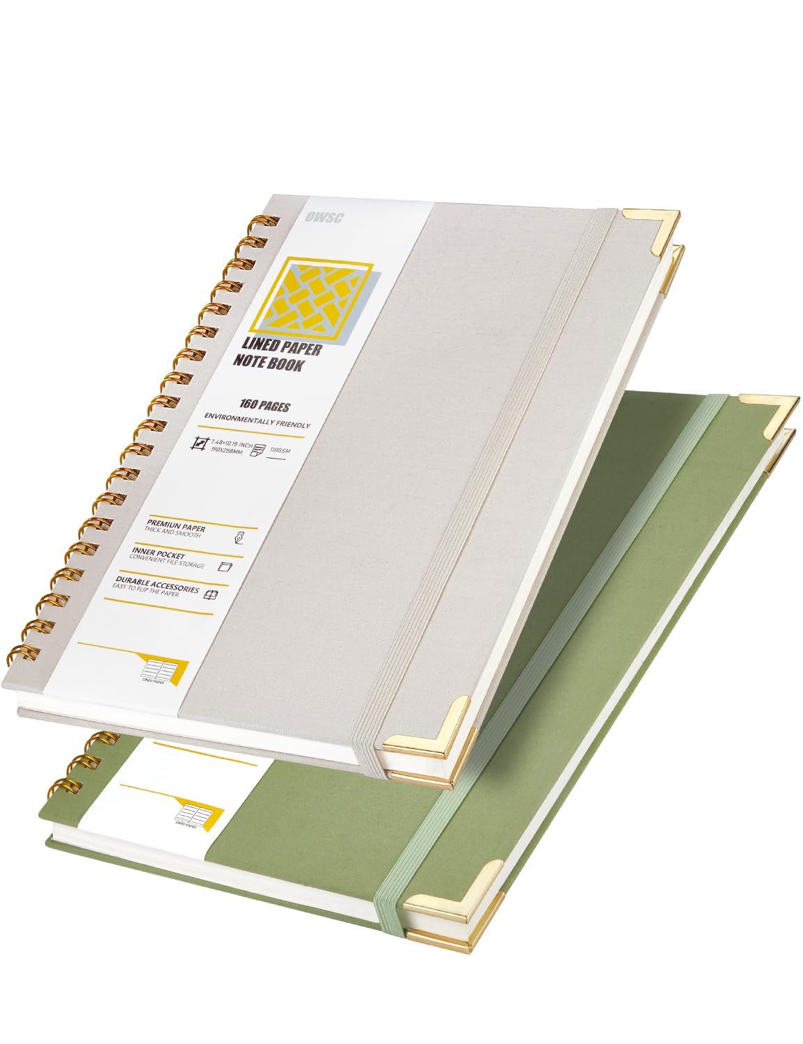OWSC Lined Spiral Notebook, Hardcover 7.1 x 10 IN B5 Notebook, 3 Pack Mix