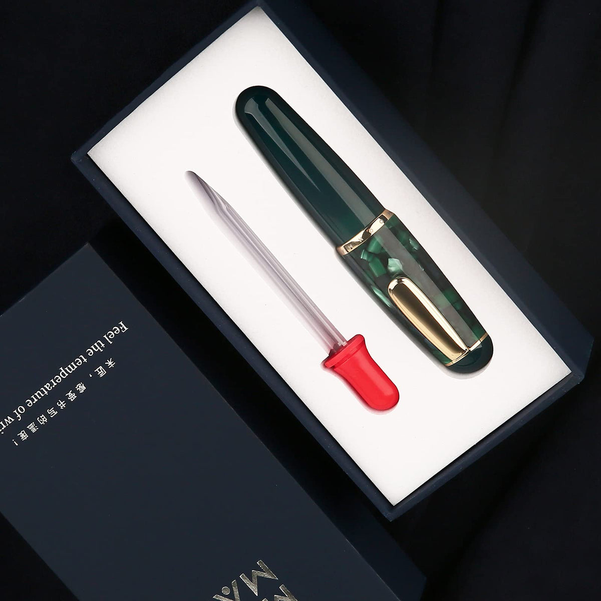 Lanxivi Majohn Q1 Fountain Pen Bent Nib Fude Pen, Little Fat Man Transparent Eyedropper Filling Pocket Pen Large Capacity