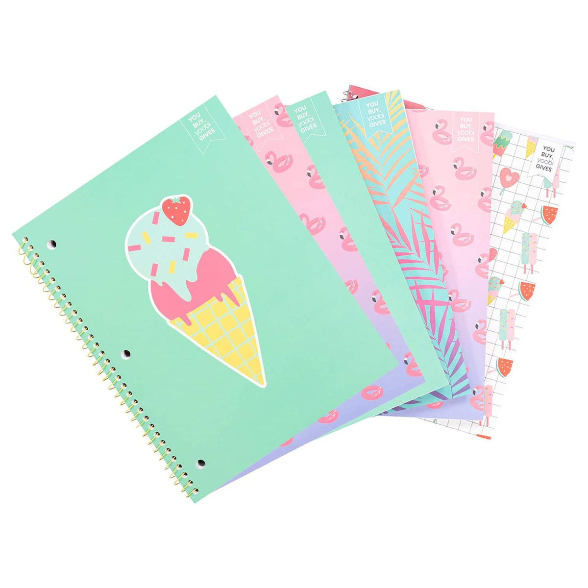 Yoobi College Ruled Spiral Notebooks, 3-Pack, Celestial, 150 Sheets