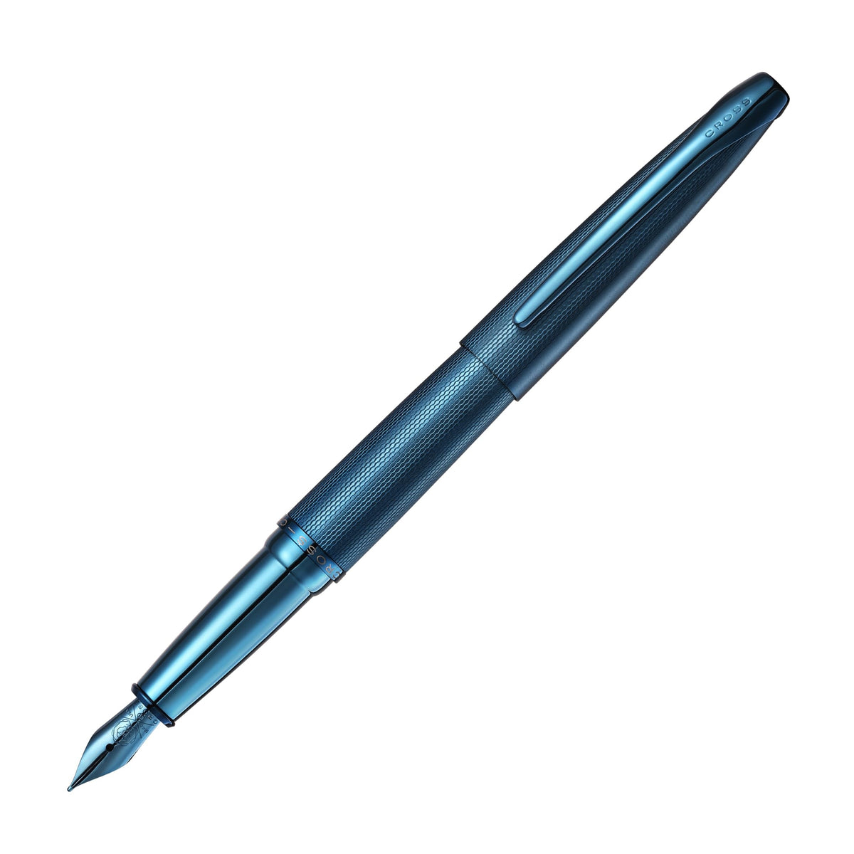 Cross ATX Sandblasted Dark Blue Fountain Pen, Fine Nib, Black Ink