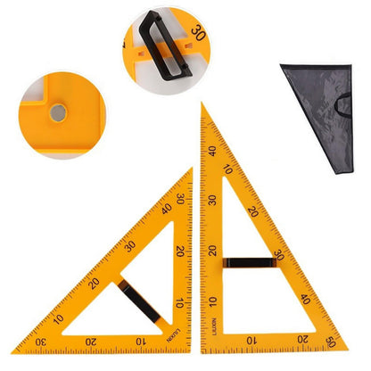 Magnetic Triangular Scale Ruler Set Drafting Tools Mathematics Protractor Pencil Compass, Math Geometry Classroom Teaching Measurement Set Oversized Ruler (4-pcs Ruler Compass Protractor)