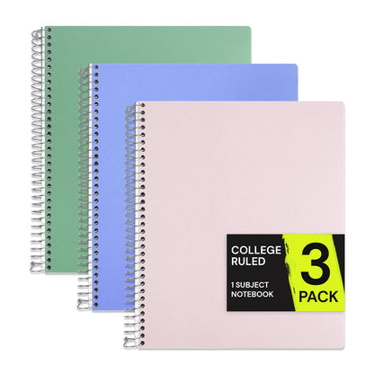 ONAVIA 1 Subject Spiral Notebook College Ruled 5 Pack, 140 Pages, Assorted