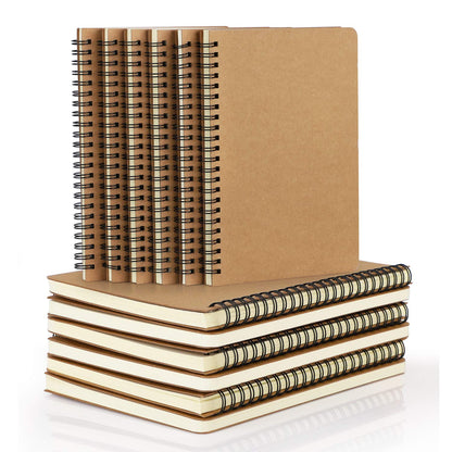 EUSOAR Spiral Ruled Notebook, A5 3packs 5.5"X8.3" 120 Pages Lined Travel Writing Notebooks Journal, Memo Notepad Sketchbook, Office Business Subject Diary Ruled Spiral Book Journal-Coffee Cover