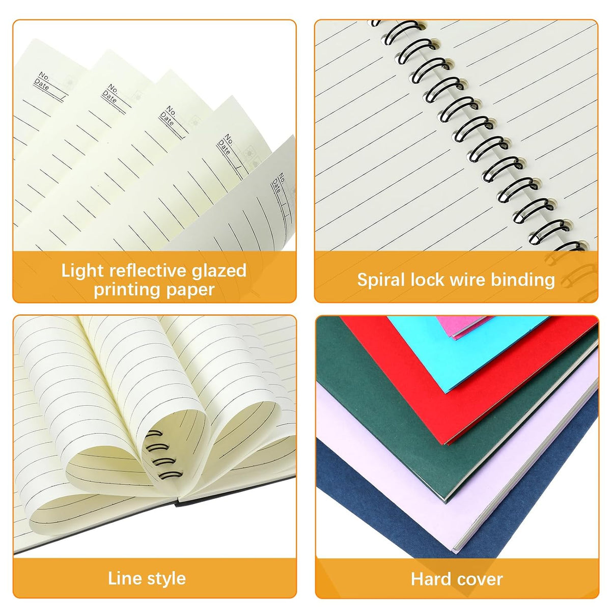 Nodaaiie 12 Pack A5 Spiral Notebook, College Ruled, 120 Pages, 12 Colors Spiral Journal for Office, Students, Business, Journal, Note Taking, 8.3 x 5.7 Inch