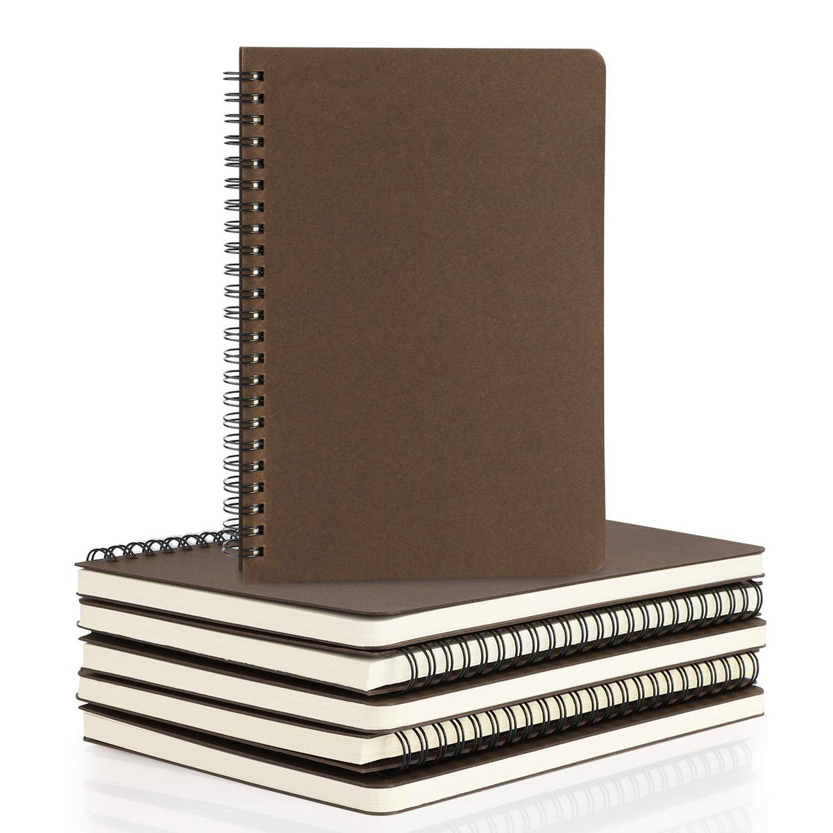 EUSOAR Spiral Ruled Notebook, A5 3packs 5.5"X8.3" 120 Pages Lined Travel Writing Notebooks Journal, Memo Notepad Sketchbook, Office Business Subject Diary Ruled Spiral Book Journal-Coffee Cover