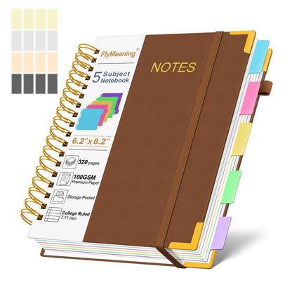 Hardcover Spiral Notebook Journal with Removable Dividers Tabs