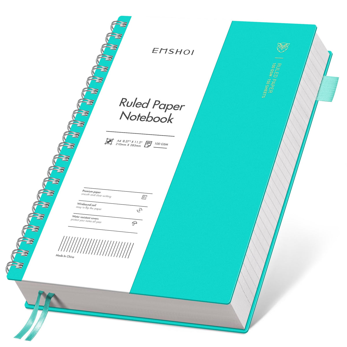 EMSHOI Lined Spiral Journal Notebook, 300 Pages, A5 Size (5.7'' x 8.2'')