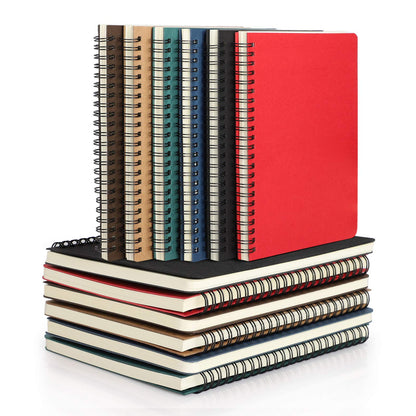EUSOAR Spiral Ruled Notebook, A5 3packs 5.5"X8.3" 120 Pages Lined Travel Writing Notebooks Journal, Memo Notepad Sketchbook, Office Business Subject Diary Ruled Spiral Book Journal-Coffee Cover