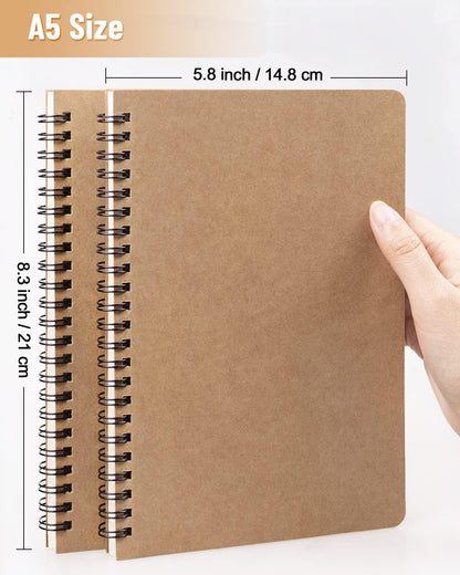 Dynta A5 Spiral Blank Journal, 10 Pack Softcover Unlined Sketch Pad