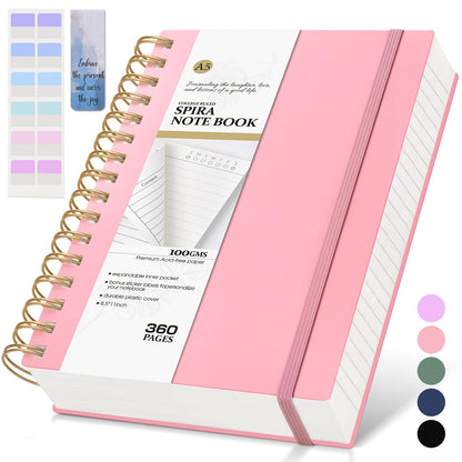Spiral Notebook Journal, 360 Pages College Ruled Notebooks, Lined Thick Journals for Women Men,B5 Big Spiral Notebooks with 100GSM Paper, Spiral Bound Journal for Writing Work School Green 7.6"×10"