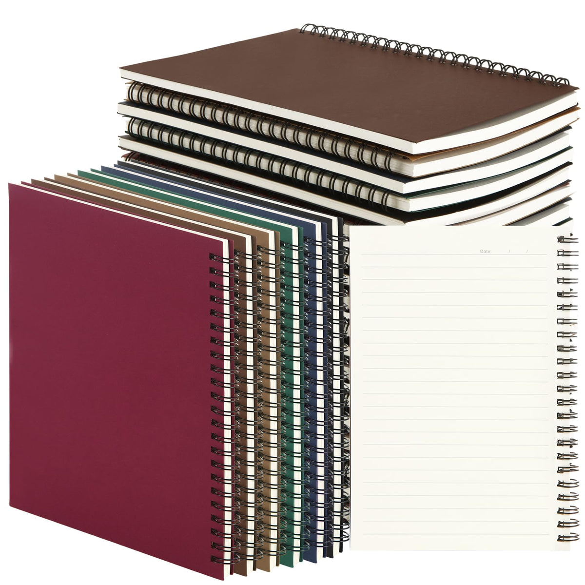 MIVIDE 24 Pack A5 Bulk Spiral Notebooks with Kraft Cover, 8.3 x 5.8 Inch 60 Pages Hardcover Spiral Lined Notebook Journal, Lined Travel Bulk Writing Paper Notebook for School Business Office Supplies