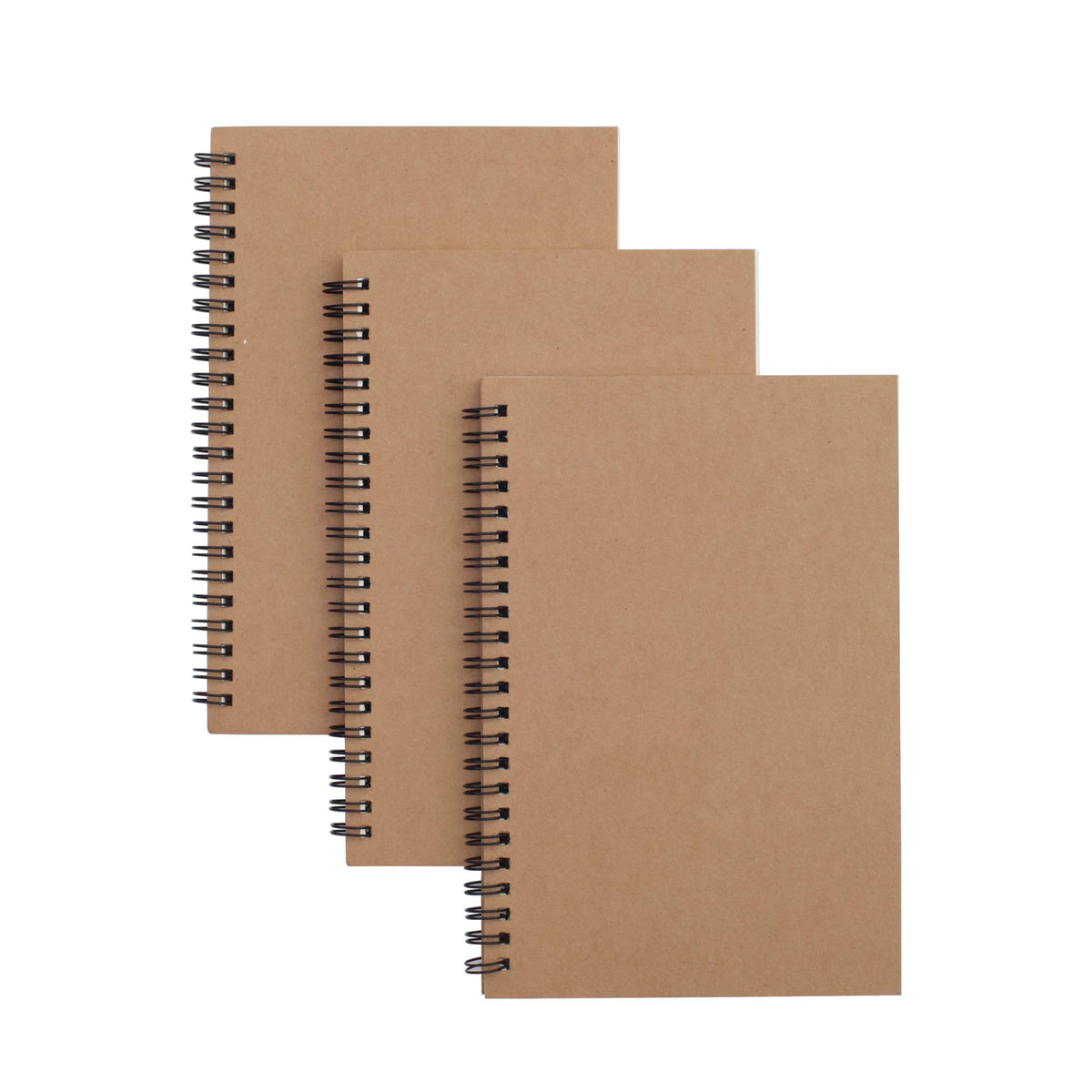 TWONE 3 Packs Soft Cover Notebook with Lined Paper Black Spiral Notebooks with 100 Ruled Pages 50 Sheets Memo Notepads for Home School Travel, 8.25 x 5.55 inch