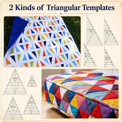 TSV 8 PCS Triangle Quilting Rulers: 50° Isosceles/25°-65°-90° Templates