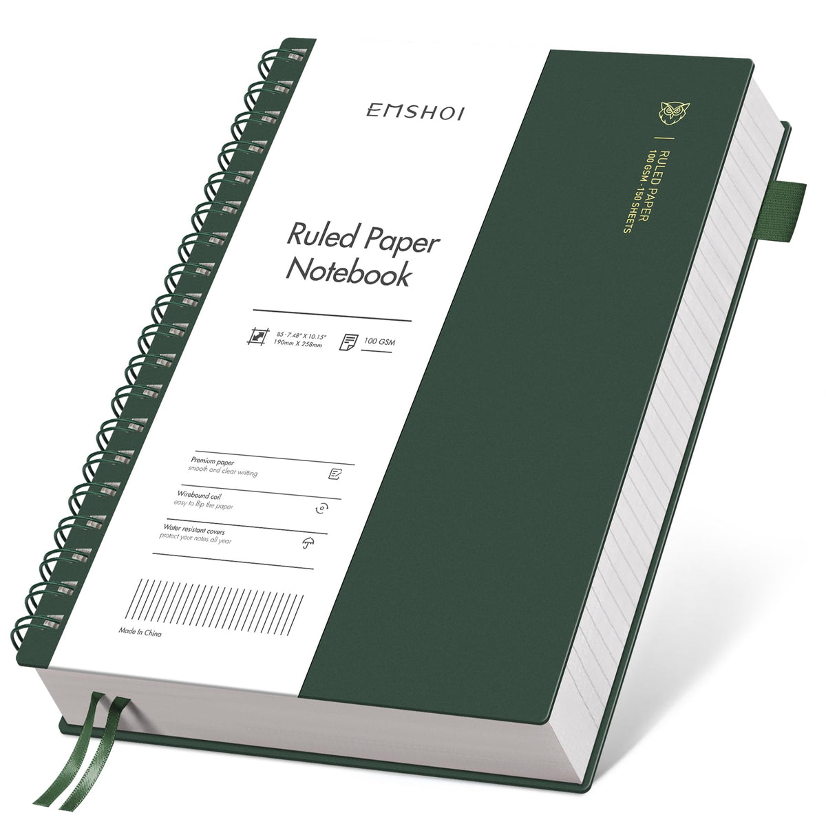 EMSHOI Lined Spiral Journal Notebook, 300 Pages, A5 Size (5.7'' x 8.2'')