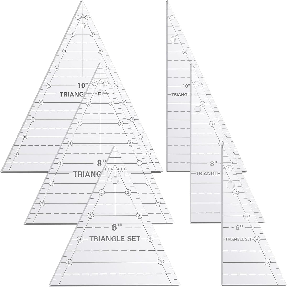 Kigley 3 Set Tall Triangle Rulers for Quilting 6 8 10 Inch Wedge Triangle & Wing Quilting Rulers and Templates Acrylic Quilt Templates for Sewing Layer Cake Patchwork Cutting Pattern DIY Craft