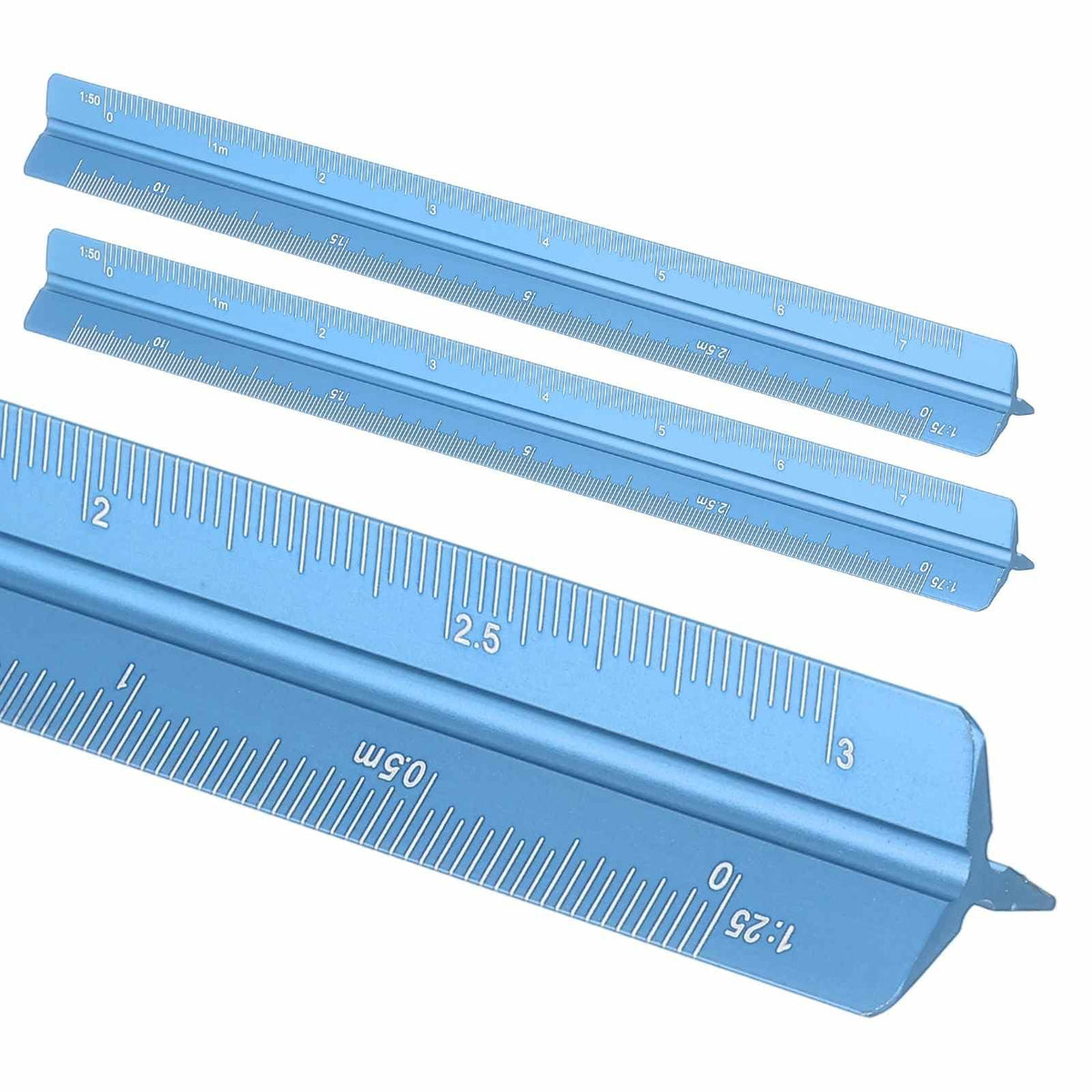 HARFINGTON 2 Pcs Architectural Scale Ruler, 12 Inch Metric Aluminum Alloy Architect Triangular Small Scale Laser-Etched Blueprint Drafting Ruler for Architects Engineers, Green