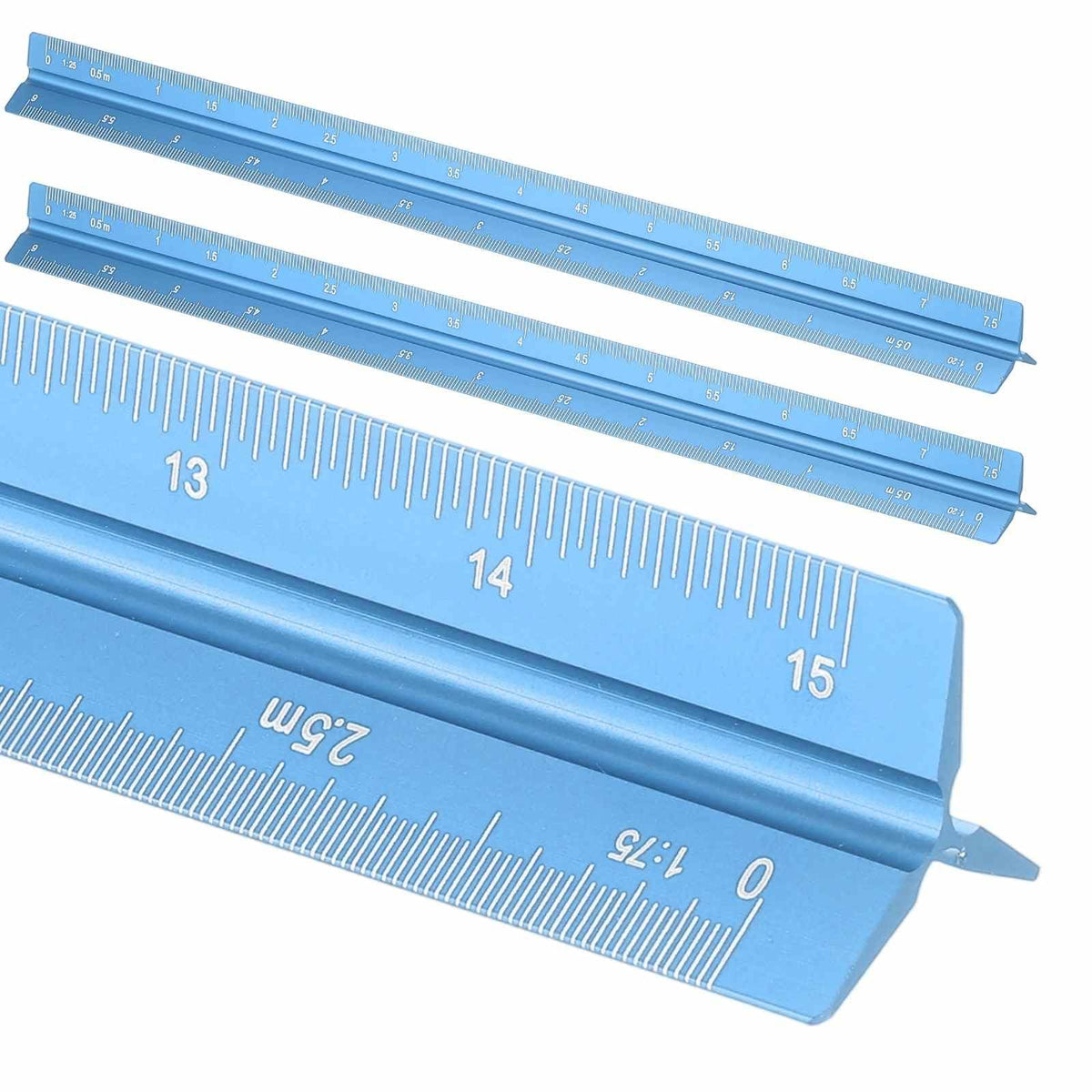 HARFINGTON 2 Pcs Architectural Scale Ruler, 12 Inch Metric Aluminum Alloy Architect Triangular Small Scale Laser-Etched Blueprint Drafting Ruler for Architects Engineers, Green