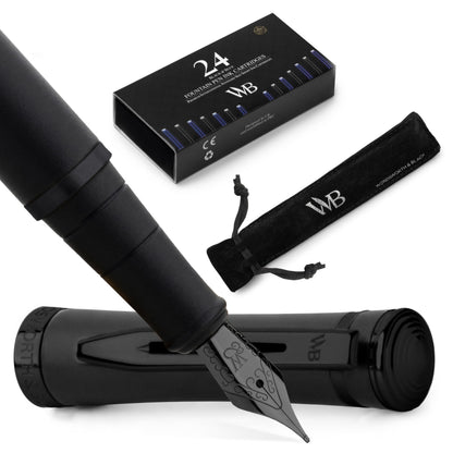 Wordsworth & Black Fountain Pen Set for Writing, Extra Fine Nib, Silver