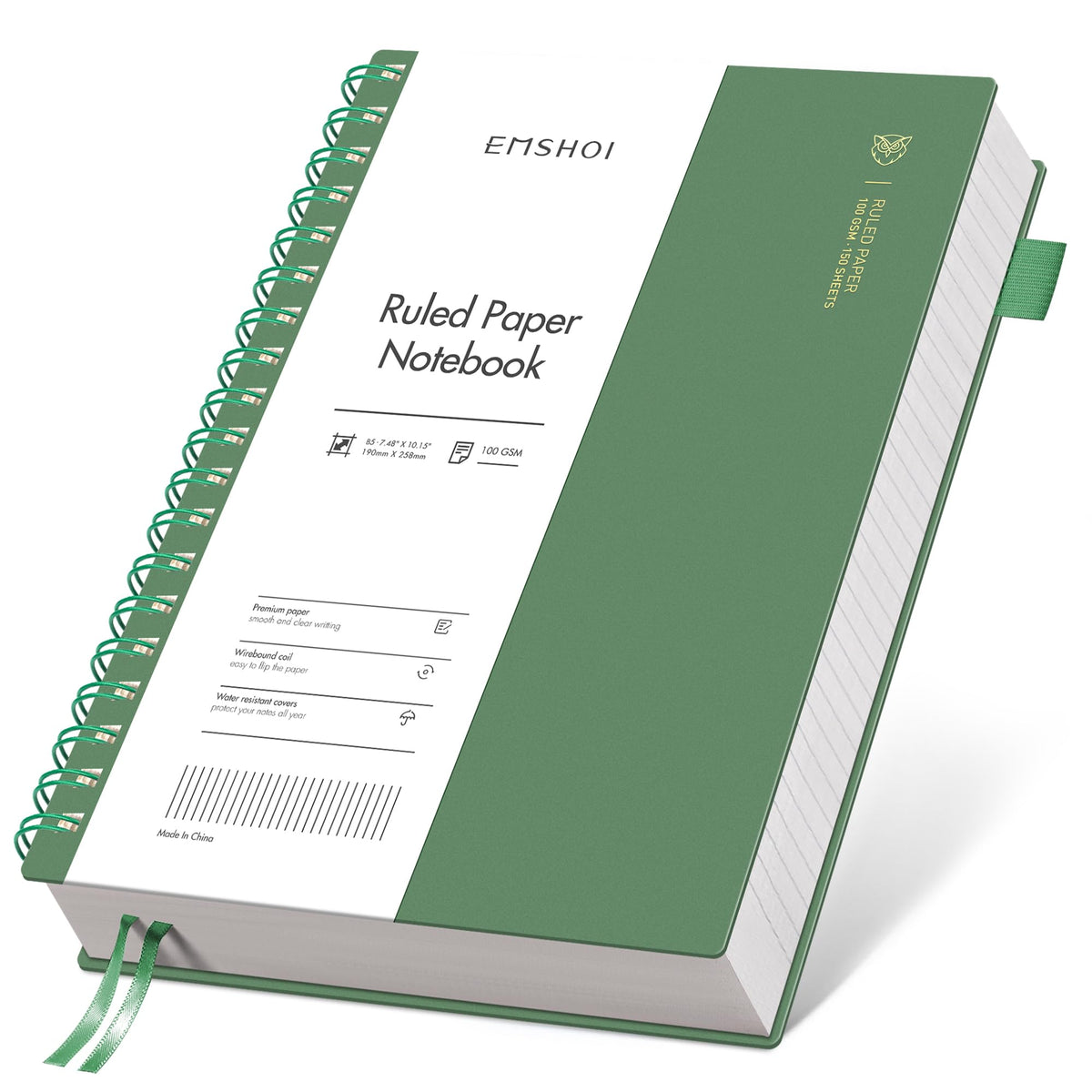 EMSHOI Lined Spiral Journal Notebook, 300 Pages, A5 Size (5.7'' x 8.2'')