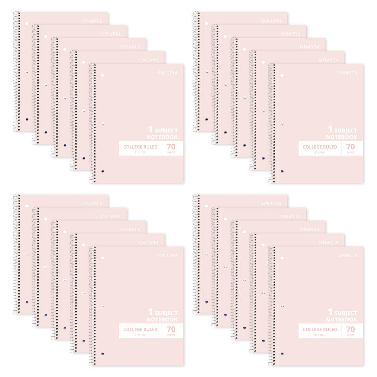 ONAVIA 1 Subject Spiral Notebook College Ruled Bulk, 140 Pages, Assorted