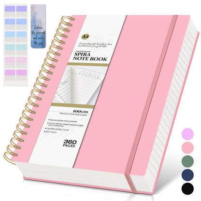 Spiral Notebook Journal, 360 Pages College Ruled Notebooks, Lined Thick Journals for Women Men,B5 Big Spiral Notebooks with 100GSM Paper, Spiral Bound Journal for Writing Work School Green 7.6"×10"