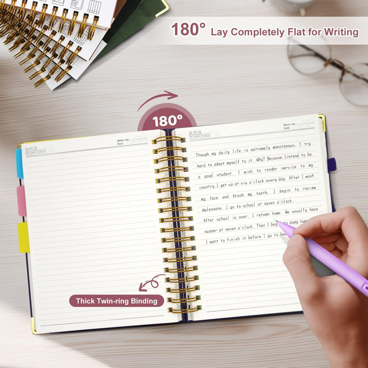 Hardcover Spiral Notebook Journal with Removable Dividers Tabs