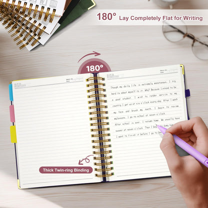 Hardcover Spiral Notebook Journal with Removable Dividers Tabs