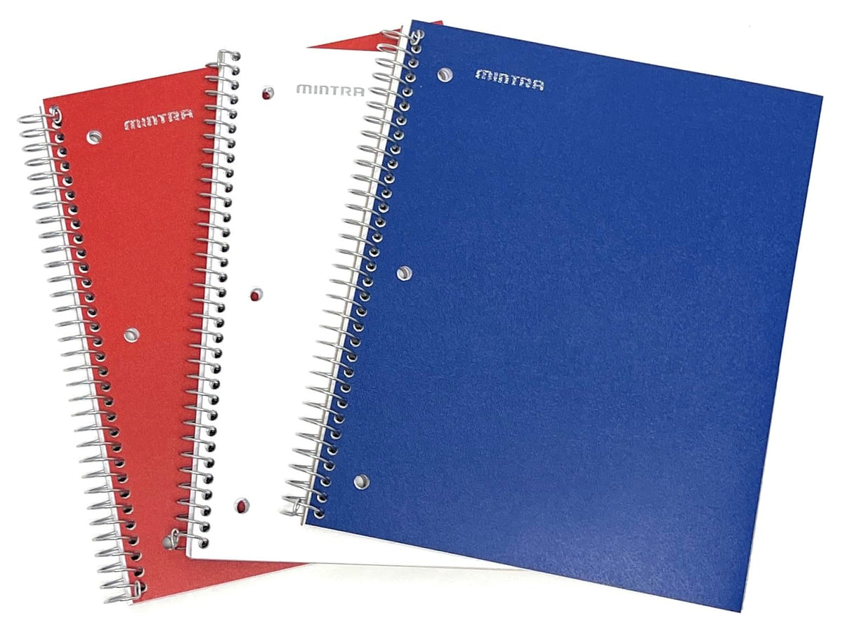 Mintra Office Durable Spiral Notebooks, 1 Subject, (Spring Pink, Sun Yellow, Arctic Ice, College Ruled 3pk)
