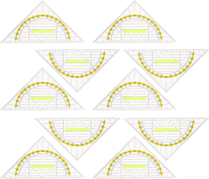 10pcs Triangle Ruler Protractor with Handle for Drafting