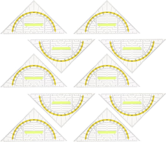 10pcs Triangle Ruler Protractor with Handle for Drafting