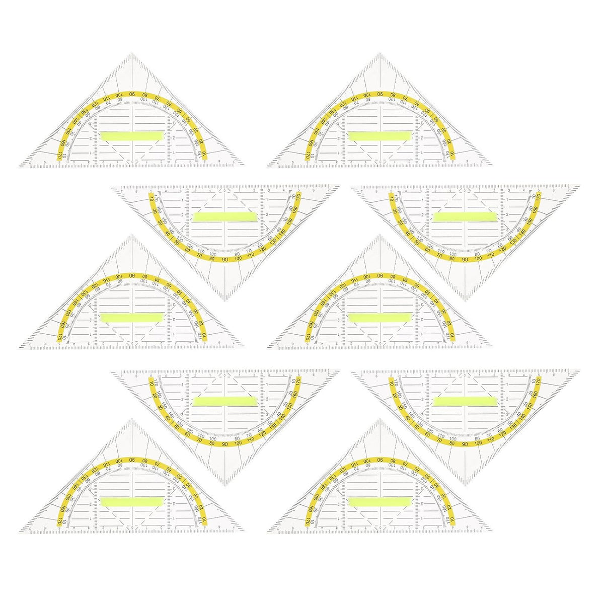 10pcs Triangle Ruler with Handle, Protractor for Drawing and Geometry
