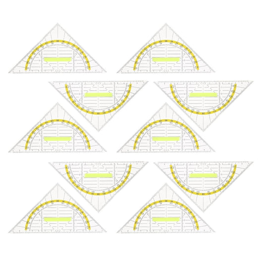 10pcs Triangle Ruler with Handle, Plastic Protractor