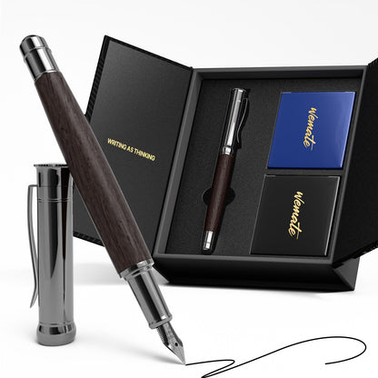 WEMATE Fountain Pen Set for Writing, Fine Nib, Black Oak