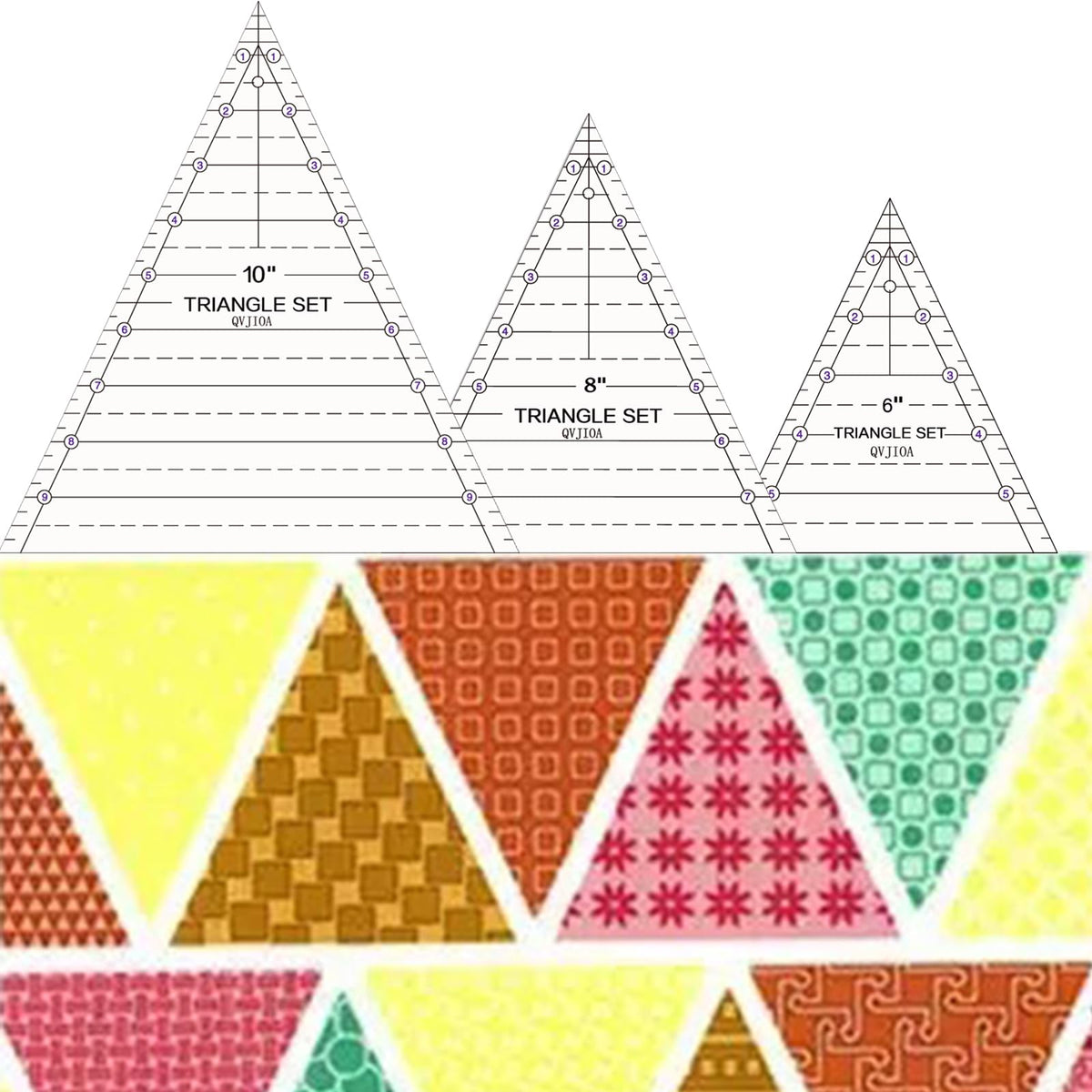 6 Set Tall Triangle Quilting Rulers for Quilting Templates 6 8 10 Inch Wedge Triangle Quilting Rulers and Templates, Sewing Templates for Sewing Cut Measurement DIY Craft Quilting Tools