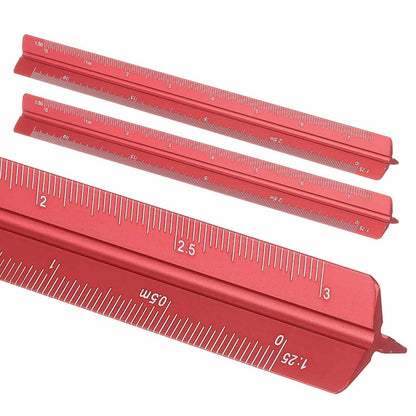 HARFINGTON 2 Pcs Architectural Scale Ruler, 12 Inch Metric Aluminum Alloy Architect Triangular Small Scale Laser-Etched Blueprint Drafting Ruler for Architects Engineers, Green