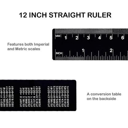 Set of 3 Aluminum Engineering Scale Metal Ruler Set, Architectural Scale Rulers 12 Inch and 6 Inch Triangle Ruler and 12 Inch Straight Edge Ruler Drafting Tools for Architects, Draftsman