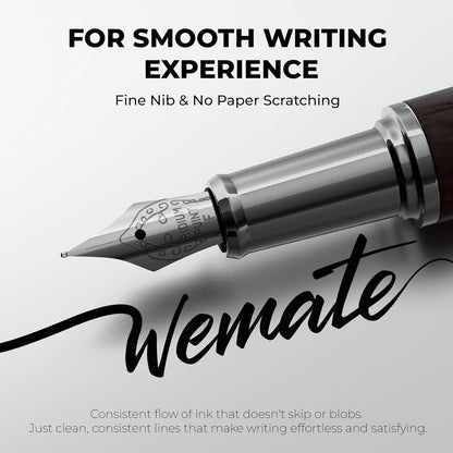 WEMATE Fountain Pen Set for Writing, Fine Nib, Black Oak