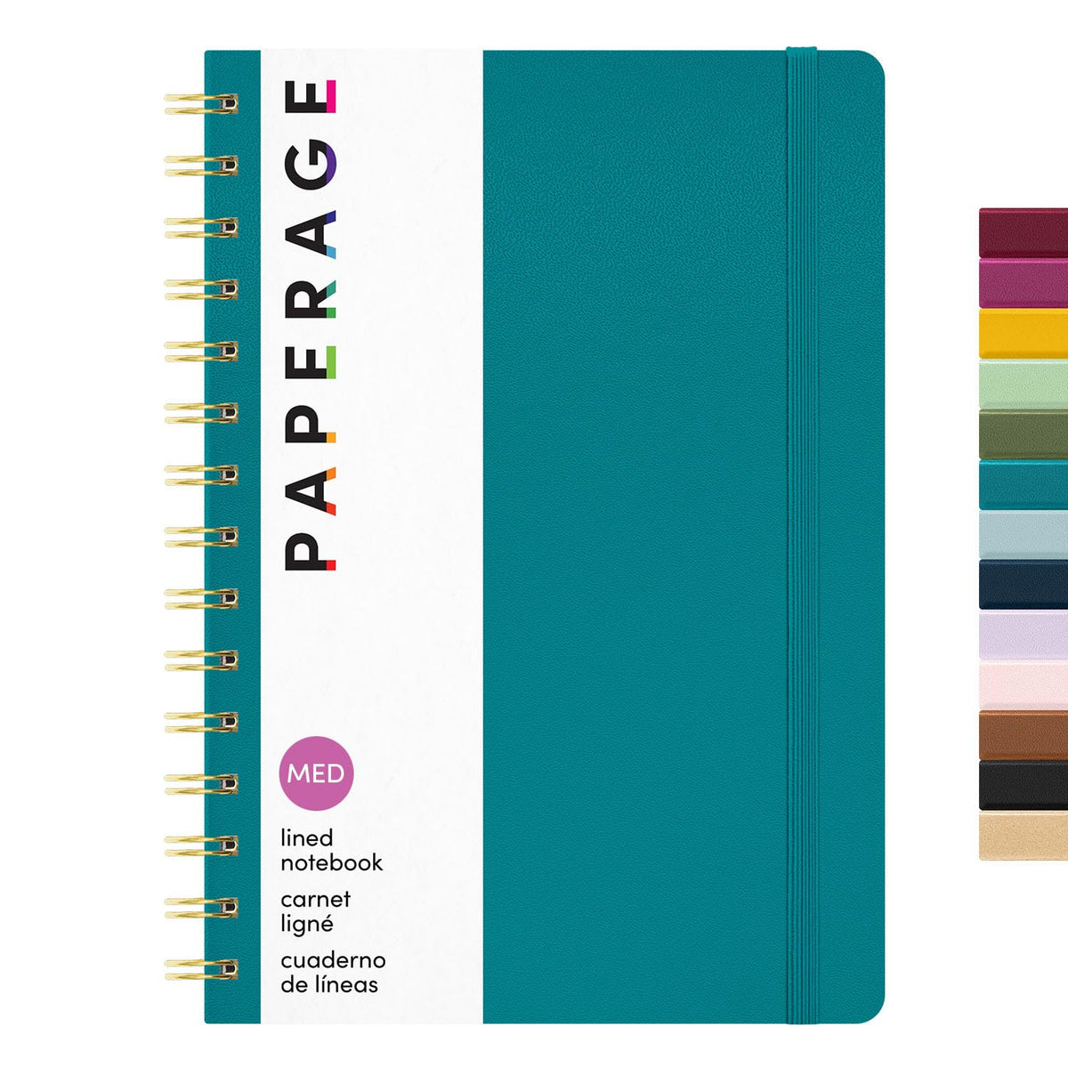 PAPERAGE Lined Spiral Journal Notebook, (Burgundy, Navy, Olive Green), 3 Pack, 160 Pages, Medium 5.5 inches x 8 inches - 100 GSM Thick Paper, Hardcover, Double-Wire Spiral Journal & Notebook