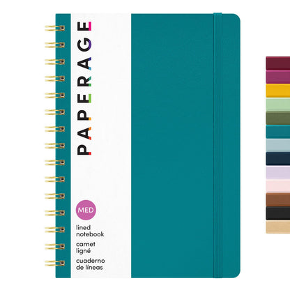PAPERAGE Lined Spiral Journal Notebook, (Burgundy, Navy, Olive Green), 3 Pack, 160 Pages, Medium 5.5 inches x 8 inches - 100 GSM Thick Paper, Hardcover, Double-Wire Spiral Journal & Notebook