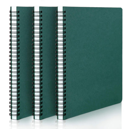 EUSOAR Spiral Ruled Notebook, A5 3packs 5.5"X8.3" 120 Pages Lined Travel Writing Notebooks Journal, Memo Notepad Sketchbook, Office Business Subject Diary Ruled Spiral Book Journal-Coffee Cover