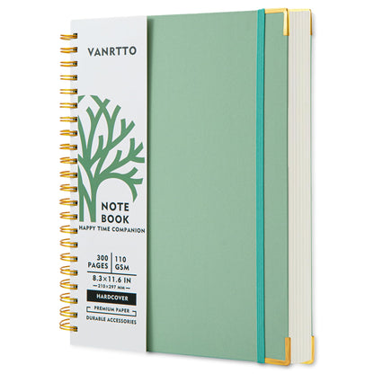 VANRTTO Hardcover Spiral Notebook 8.5x11 IN Notebooks College Ruled Green