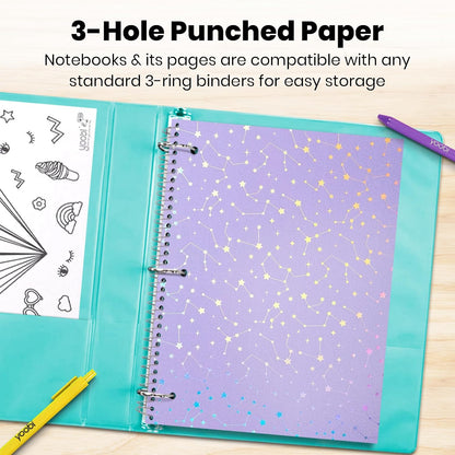 Yoobi College Ruled Spiral Notebooks, 3-Pack, Celestial, 150 Sheets