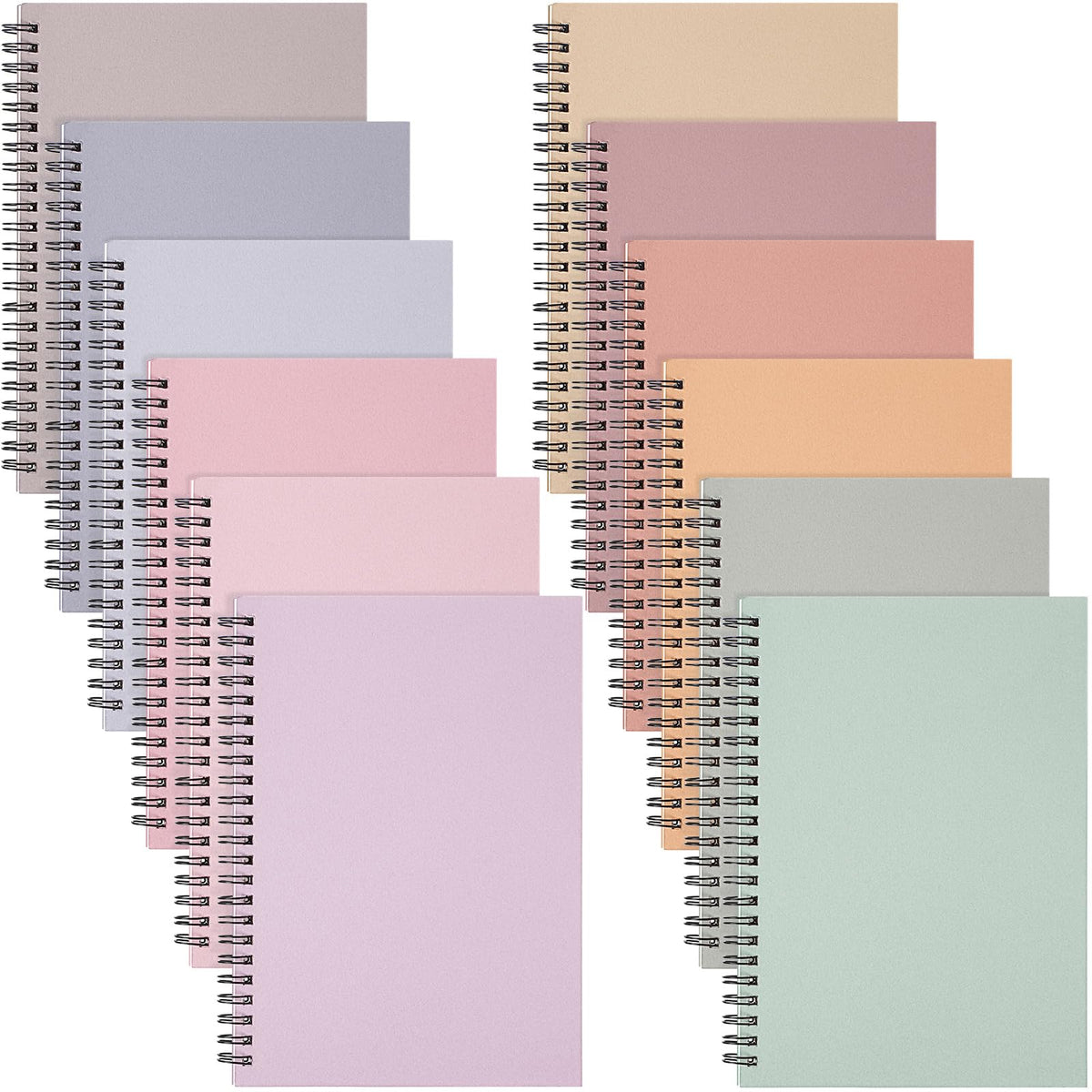 Fuutreo 12 Pcs Spiral Notebook for Work, 8.3 x 5.7 Candy Color, Classic