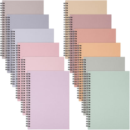 Fuutreo 12 Pcs Spiral Notebook for Work, 8.3 x 5.7 Candy Color, Classic