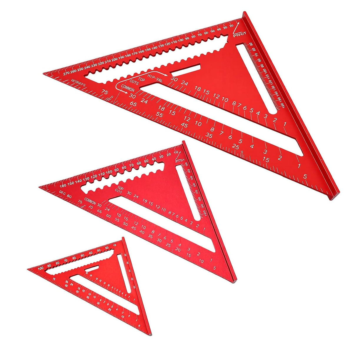 Gugxiom 3PCS Aluminum Rafter Square Set, 4 6 12 Inch Triangular Ruler