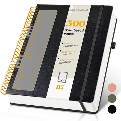 A4 Spiral Notebook Journal 8.5” x 11”, 256 Numbered Pages Hardcover Leather Journals for Women Men, Large Lined College Ruled Notebooks, 100GSM Thick Paper, Spiral Bound Journal for Work School, Green